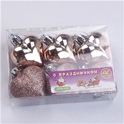 Набор елочных шаров беж.в форме сердца 6 шт