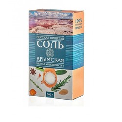 Крымская Морская соль ПИЩЕВАЯ - 500 гр (СРЕДНИЙ кристалл) коробка
