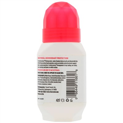 Crystal Body Deodorant, Натуральный шариковый дезодорант с гранатом, 2,25 жидкой унции (66 мл)