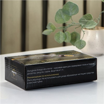 Блюдо сервировочное Magistro «Ракушка», 20×11 см, с золотой отводкой, стекло, прозрачное