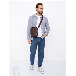 Сумка мужская кожаная 632M brown Fuzhiniao в Новосибирске