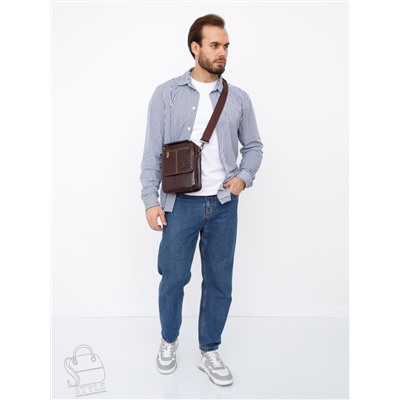 Сумка мужская кожаная 632M brown Fuzhiniao в Новосибирске