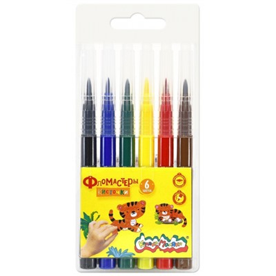 Фломастеры-кисточки  6цв в блистере ФККМ06 Каляка-Маляка