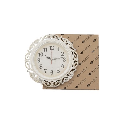 Часы настенные интерьерные «Хостон», бесшумные, плавный ход, d=40.5 см, циферблат d=26 см, белые, золотистые