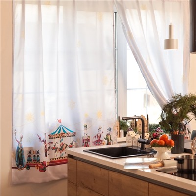 Комплект штор для кухни с подхватами «Этель. Щелкунчик», 2 шт., белые, 145×180 см