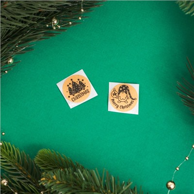 Наклейки новогодние в рулоне Christmas, для декора и подарков, 500 шт., 2.5×2.5 см
