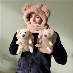 Шапка-шарф с ушками и шарфик