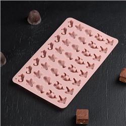 Форма для мармелада Доляна «Морские секреты», силикон, 21.5×13×1 см, 40 ячеек, цвет МИКС