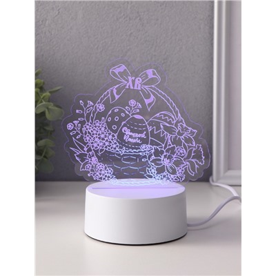 Светильник 3D RISALUX «Пасхальная корзинка», LED-ночник, RGB, от сети, 9.5×17×16.3 см
