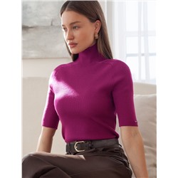 Водолазка тонкой вязки в рубчик из хлопка с нейлоном