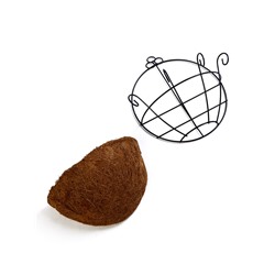 Кашпо настенное, d=20 см, металлическое, со вставкой из кокоса