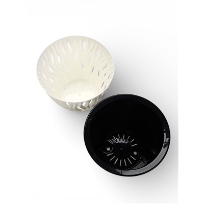 Кашпо для цветов со вставкой «Вдохновение», 5.7 л, d=23.5 см, белое/черное