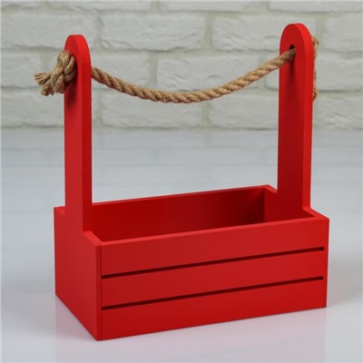 Подарочный ящик «Аром», деревянный, ручка - канат, красный, набор 3 шт.