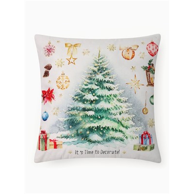 Подушка декоративная новогодняя «Этель. Time to decorate», 40×40 см, велюр