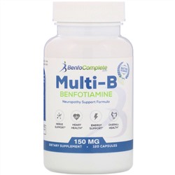 Benfotiamine Inc., Поддерживающая формула Multi-B при нейропатии, 150 мг, 120 капсул
