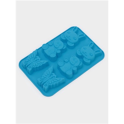 Форма для выпечки Доляна «Животные. Зоопарк», силикон, 26×17 см, 6 ячеек (7.2×6.4 см), МИКС