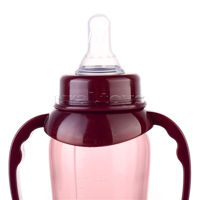 Бутылочка для кормления с соской и ручками, талия 250 мл, в ассорти.