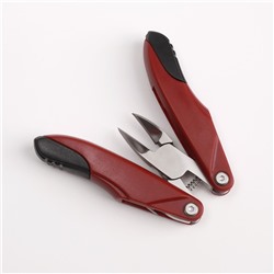Кусачки педикюрные, 3 в 1, с лазерной пилкой, изогнутое лезвие, складные, 8.7 см, длина лезвия-18 мм, бордовые