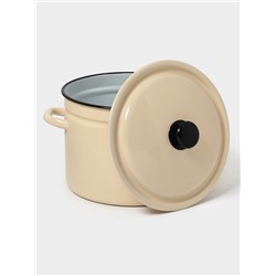 Кастрюля эмалированная, 9 л, d=26.5 см, с крышкой, без декора, цвет слоновой кости