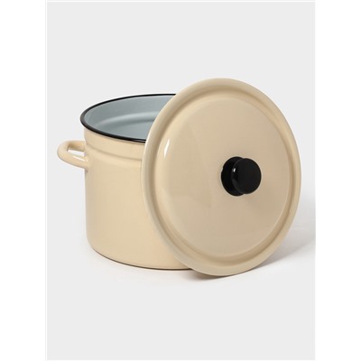 Кастрюля эмалированная, 9 л, d=26.5 см, с крышкой, цилиндрическая, цвет слоновой кости