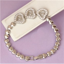 Браслет родий  H01-14860 длина 17 см.