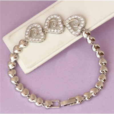 Браслет родий  H01-14860 длина 17 см.