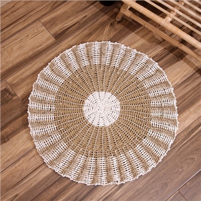 Ковёр на пол круглый натуральный плетёный «Эко», из водорослей, 80 см