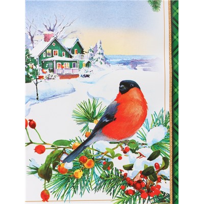 Пакет подарочный новогодний «Снегирь на ветке», 11.5×14.5×6.5 см