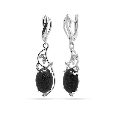 Серьги из серебра авантюрин, СПН4043