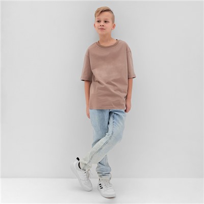Футболка детская MINAKU: Basic line, бежевая, рост 104 см