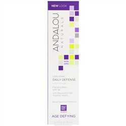 Andalou Naturals, SPF 18, Лосьон для лица, сверхпрозрачная дневная защита с антивозрастным действием, 80 мл (2,7 жидк. унции)