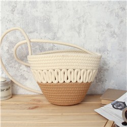 Сумка плетеная 21x15x9 / DW-11 /уп 25/50/коричнево-бежевая