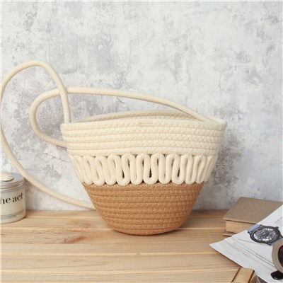 Сумка плетеная 21x15x9 / DW-11 /уп 25/50/коричнево-бежевая