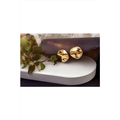 Серьги с эффектом мятого металла Круг + Подарок НАТАЛИ, 1133047