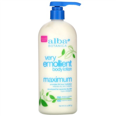 Alba Botanica, Very Emollient, интенсивный смягчающий лосьон для тела, максимальная формула, 907 г (32 унции)