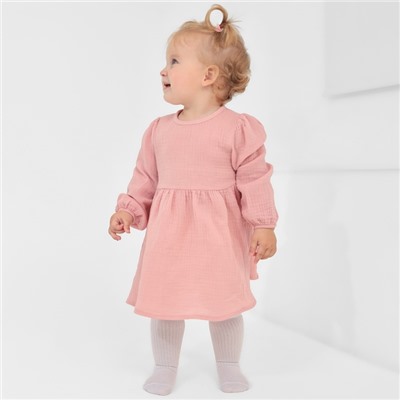 Платье для девочки с воротничком «Крошка Я. Муслин», рост 92-98 см, пудровый
