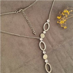 Колье на шею на цепочке с цирконами, цвет: серебристый, 317190, арт.018.711