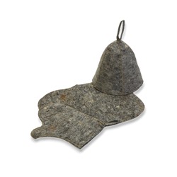 Набор для бани, 3 предмета: шапка, рукавица, коврик, серый, «Добропаровъ»