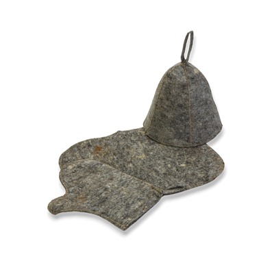 Набор для бани, 3 предмета: шапка, рукавица, коврик, серый, «Добропаровъ»