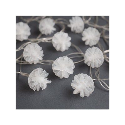 Гирлянда «Нить» 5 м с насадками «Шишки сосновые», IP20, прозрачная нить, 20 LED, свечение мульти (RG/RB), мигание, 220 В