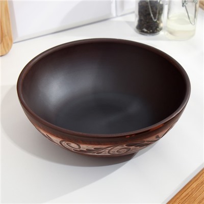 Салатник «Ангоб», 1 л, 6×18.5 см, красная глина