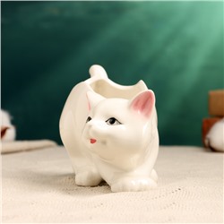Декоративный горшок для цветов «Кошка», 450 мл, 15.4×8.1×8 см, керамический, белый