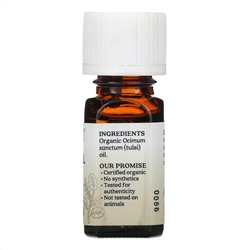 Aura Cacia, Чистое эфирное масло, органический туласи (базилик священный) 7,4 мл (0,25 жидк. унции)