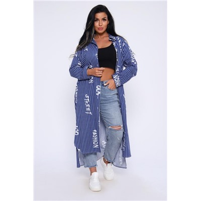 Платье-рубашка 55059 (Индиго/узор)