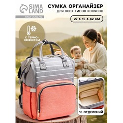 Сумка рюкзак для мамы и малыша с термокарманом, термосумка - портфель, серая