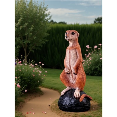 Садовая фигура из полистоуна «Большой сурикат на камне», 60×24×22 см