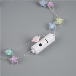 Светодиодные бусы «Звездочки», 80 см, LED(1608)-16-4.6V, AG13×3 (в компл.), 3 режима свечение тёплое белое