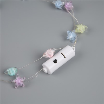 Светодиодные бусы «Звездочки», 80 см, LED(1608)-16-4.6V, AG13×3 (в компл.), 3 режима свечение тёплое белое