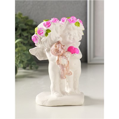 Фигурка гипс «Ангелочки с медведем», 13×7×9 см, белый с росписью