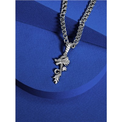 Подвеска из чернёного серебра с фианитом - Дракон ПДр-008о